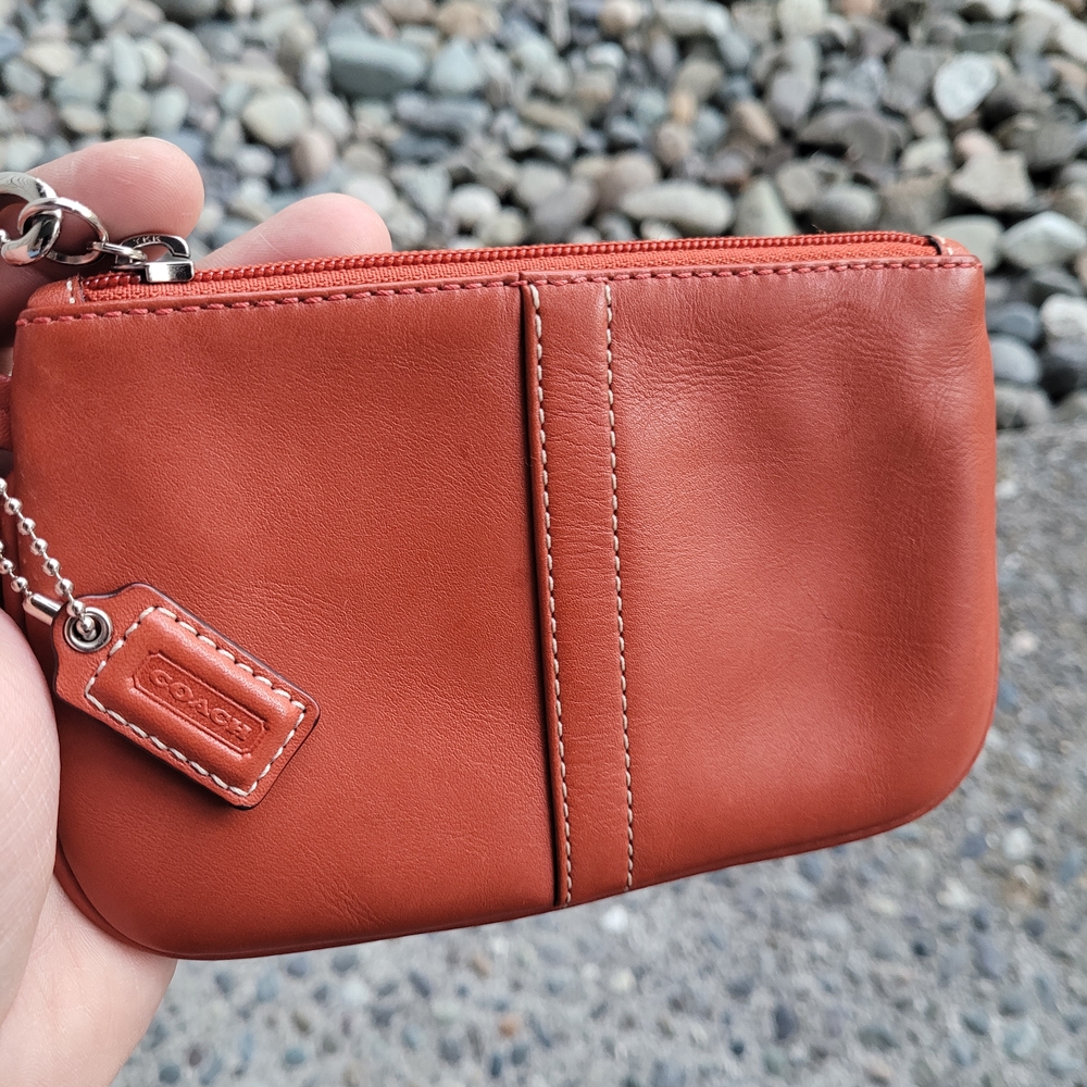 Coach Leather Wristlet - Orange